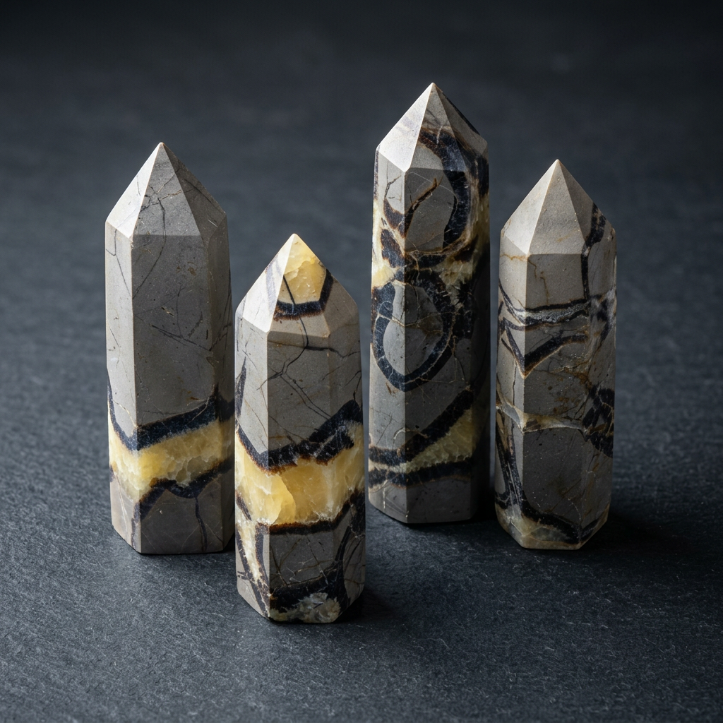 Dragon Septarian Geode Cluster Set — 1 lb, 4 Pieces from Madagascar | CrystalCloud Company | Geodes & Clusters | Wiccan Center