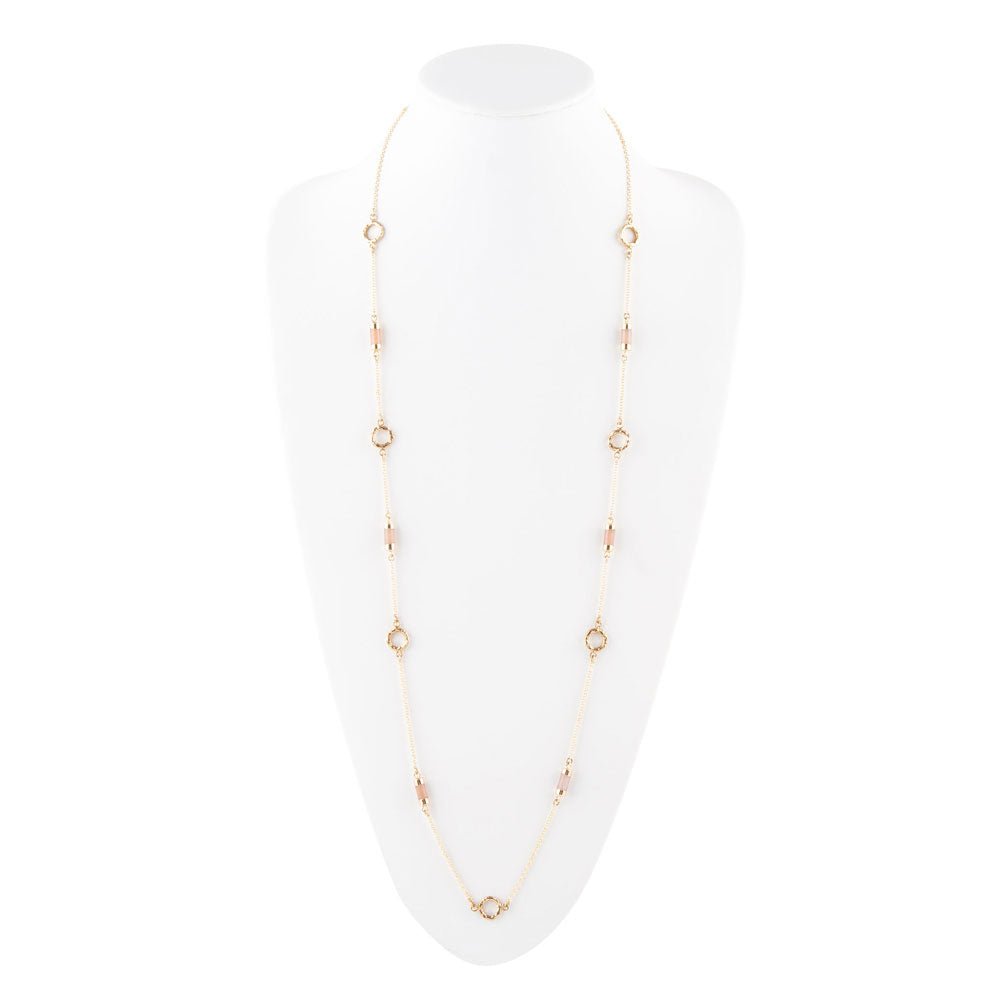 Long Delicate Orange Moonstone and Bronze Necklace | Necklaces | Wiccan Center