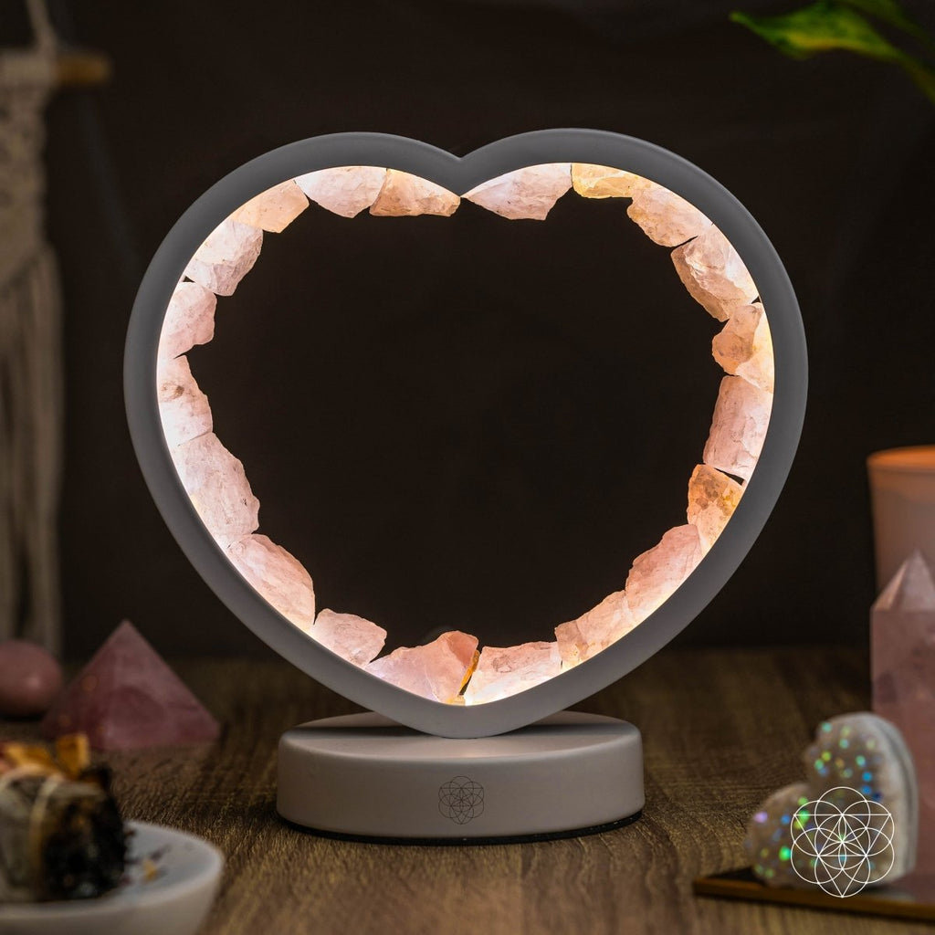 Love Magnet - Rose Quartz Heart Lamp | Night Light | Wiccan Center