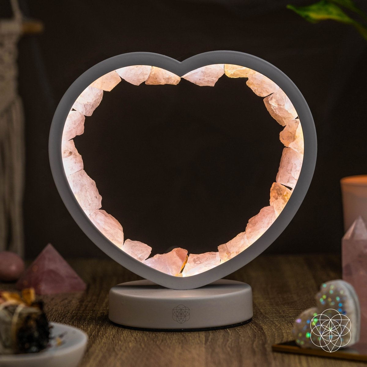 Love Magnet - Rose Quartz Heart Lamp | Night Light | Wiccan Center