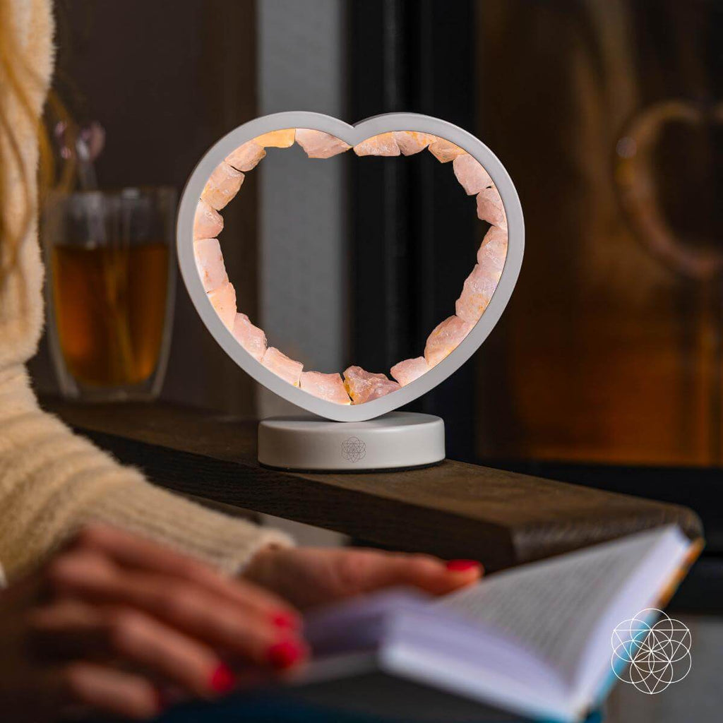 Love Magnet - Rose Quartz Heart Lamp | Night Light | Wiccan Center