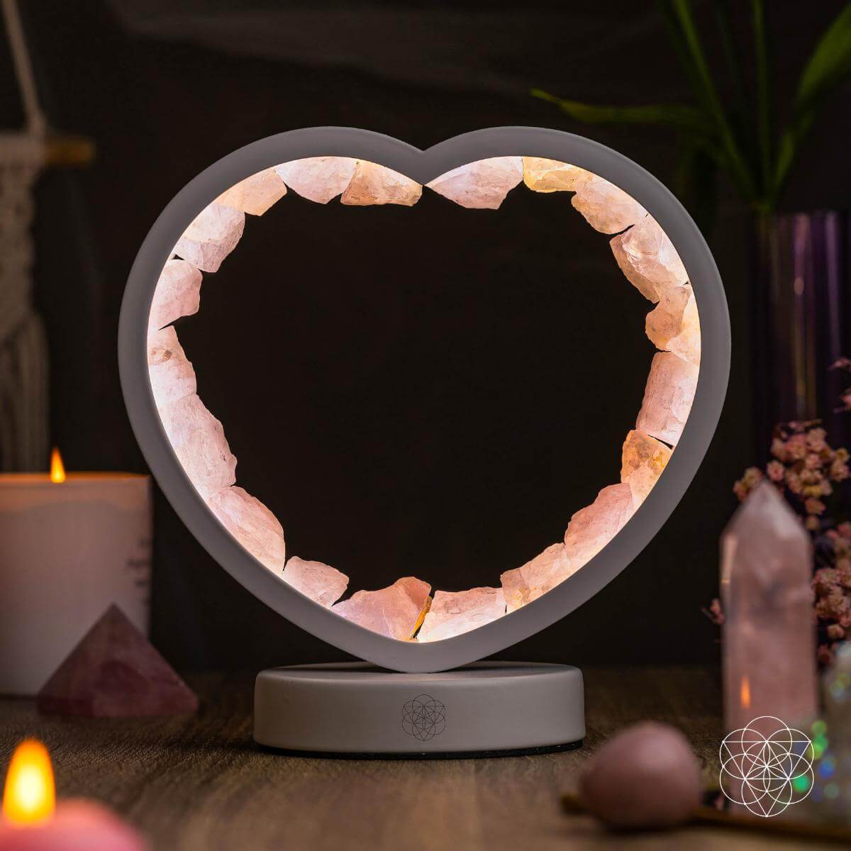 Love Magnet - Rose Quartz Heart Lamp | Night Light | Wiccan Center