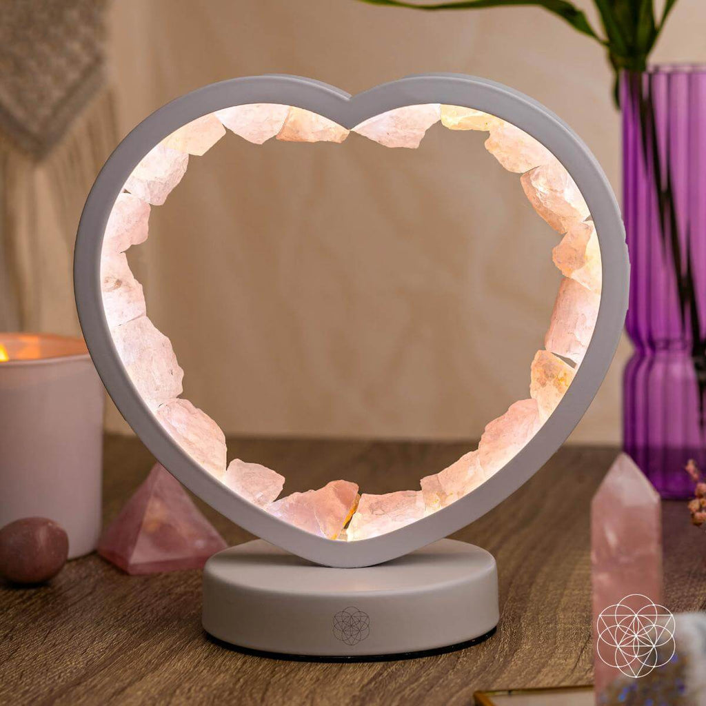 Love Magnet - Rose Quartz Heart Lamp | Night Light | Wiccan Center