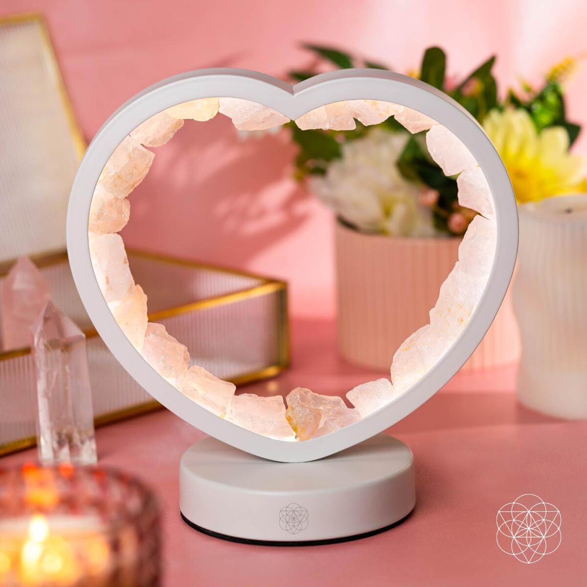 Love Magnet - Rose Quartz Heart Lamp | Night Light | Wiccan Center