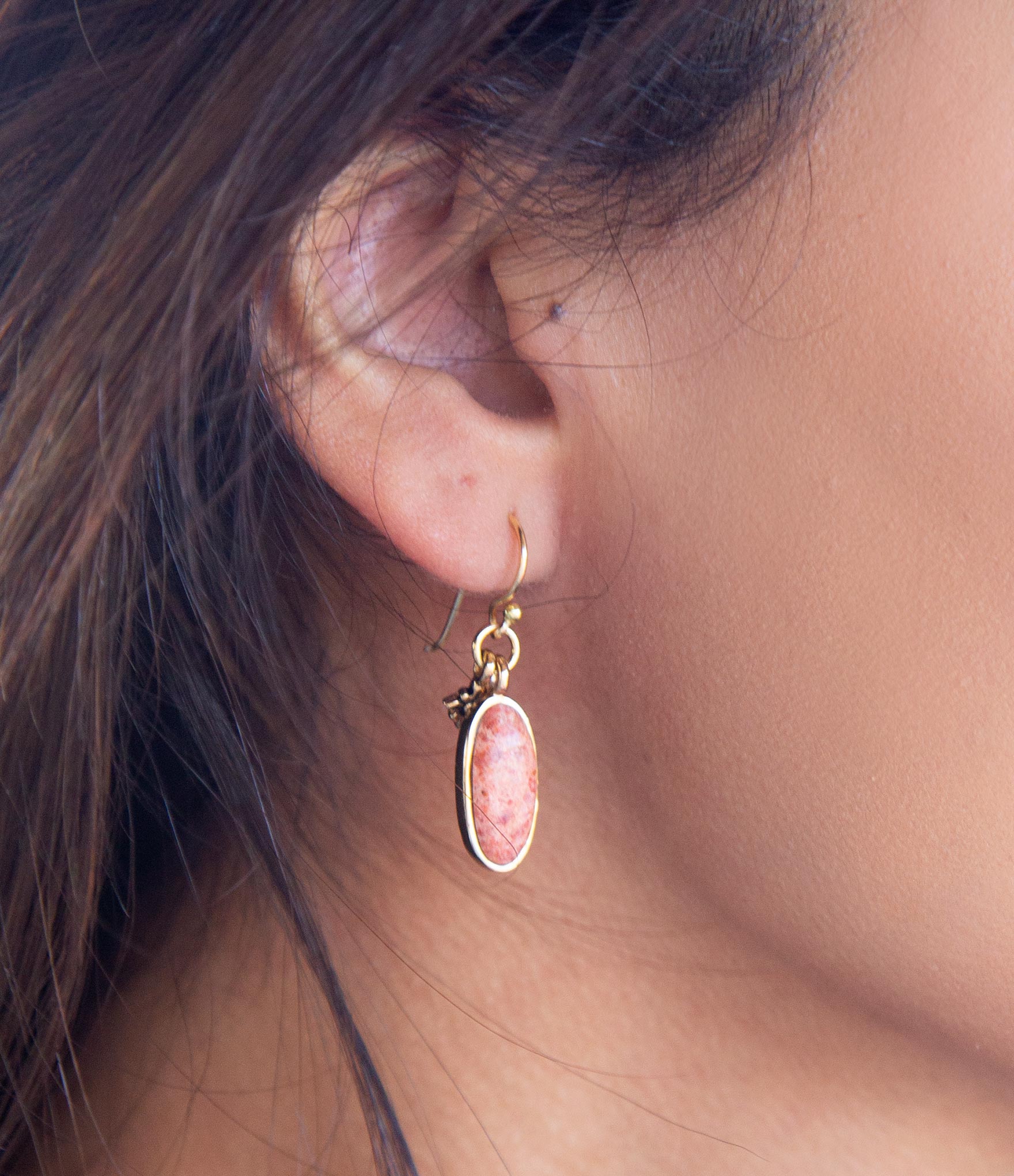 Lucent Orange Sponge Coral Golden Drop Earrings | Earrings | Wiccan Center