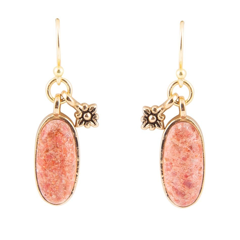 Lucent Orange Sponge Coral Golden Drop Earrings | Earrings | Wiccan Center