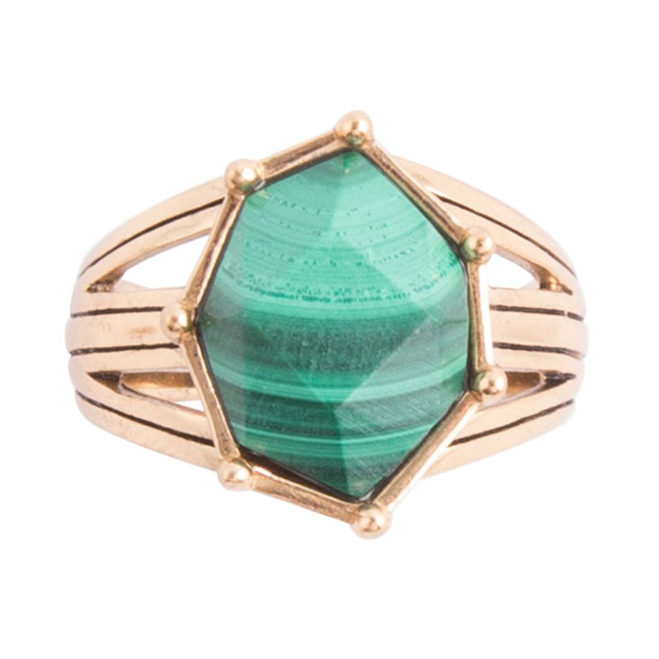 Lucky 7's Green Malachite Golden Ring | Rings | Wiccan Center