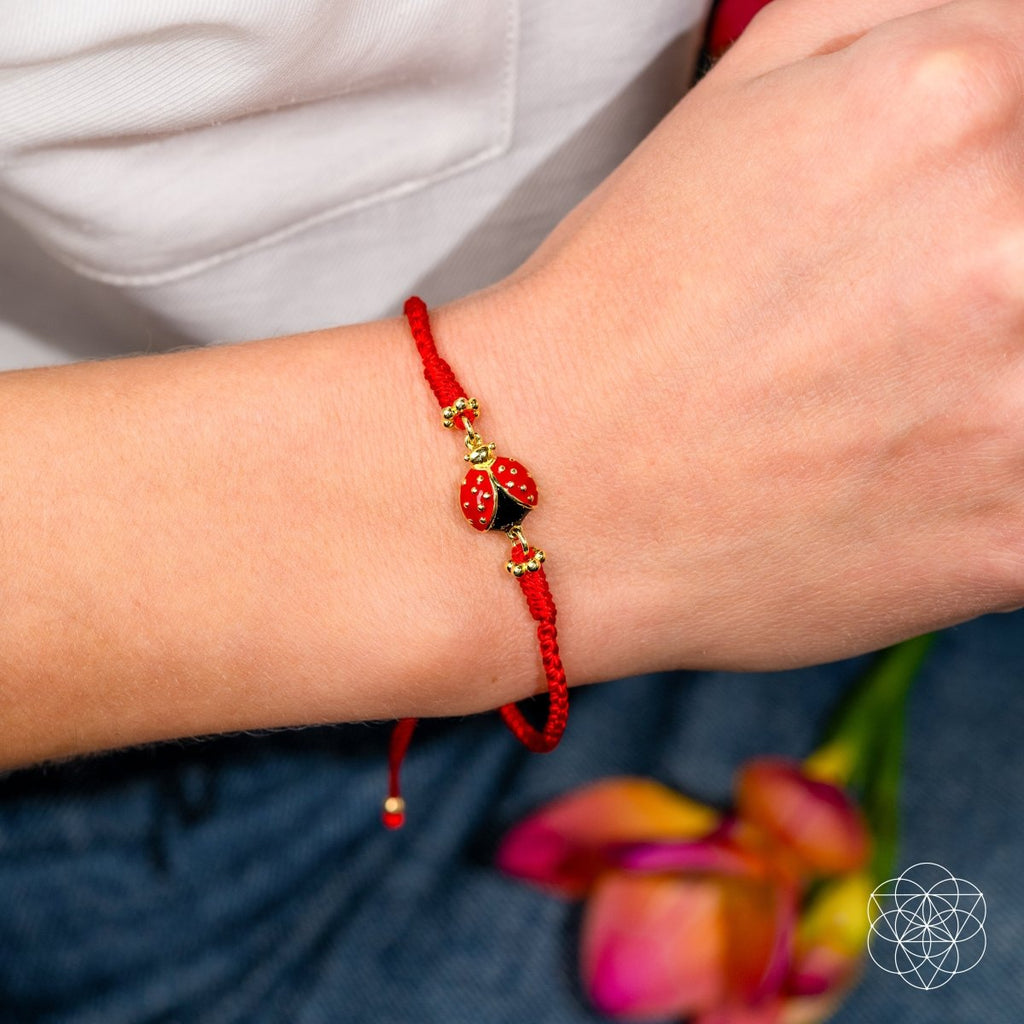 Lucky Ladybug - Four-Strand Red String Bracelet | Bracelet | Wiccan Center