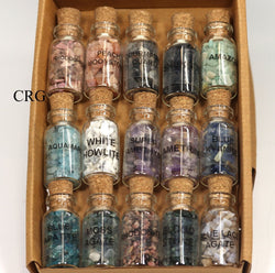 LUCKY SET - Assorted Gemstone Chip Bottles / 15 PC | Mix Gemstones | Wiccan Center