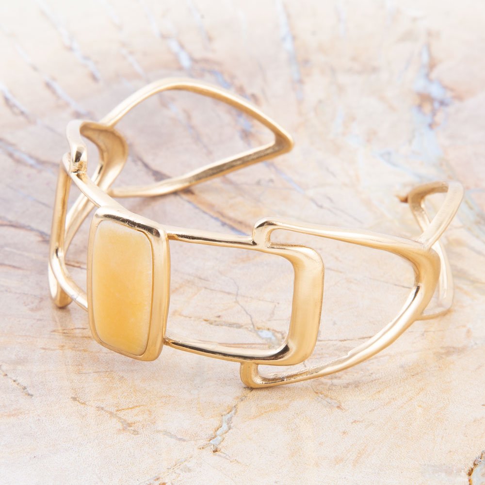 Luster Yellow Agate and Golden Cuff Bracelet | Bracelets | Wiccan Center