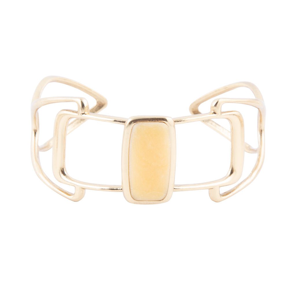 Luster Yellow Agate and Golden Cuff Bracelet | Bracelets | Wiccan Center
