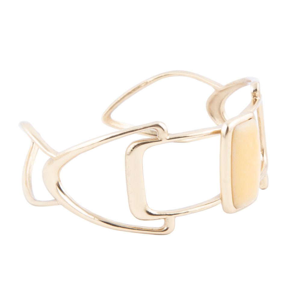 Luster Yellow Agate and Golden Cuff Bracelet | Bracelets | Wiccan Center
