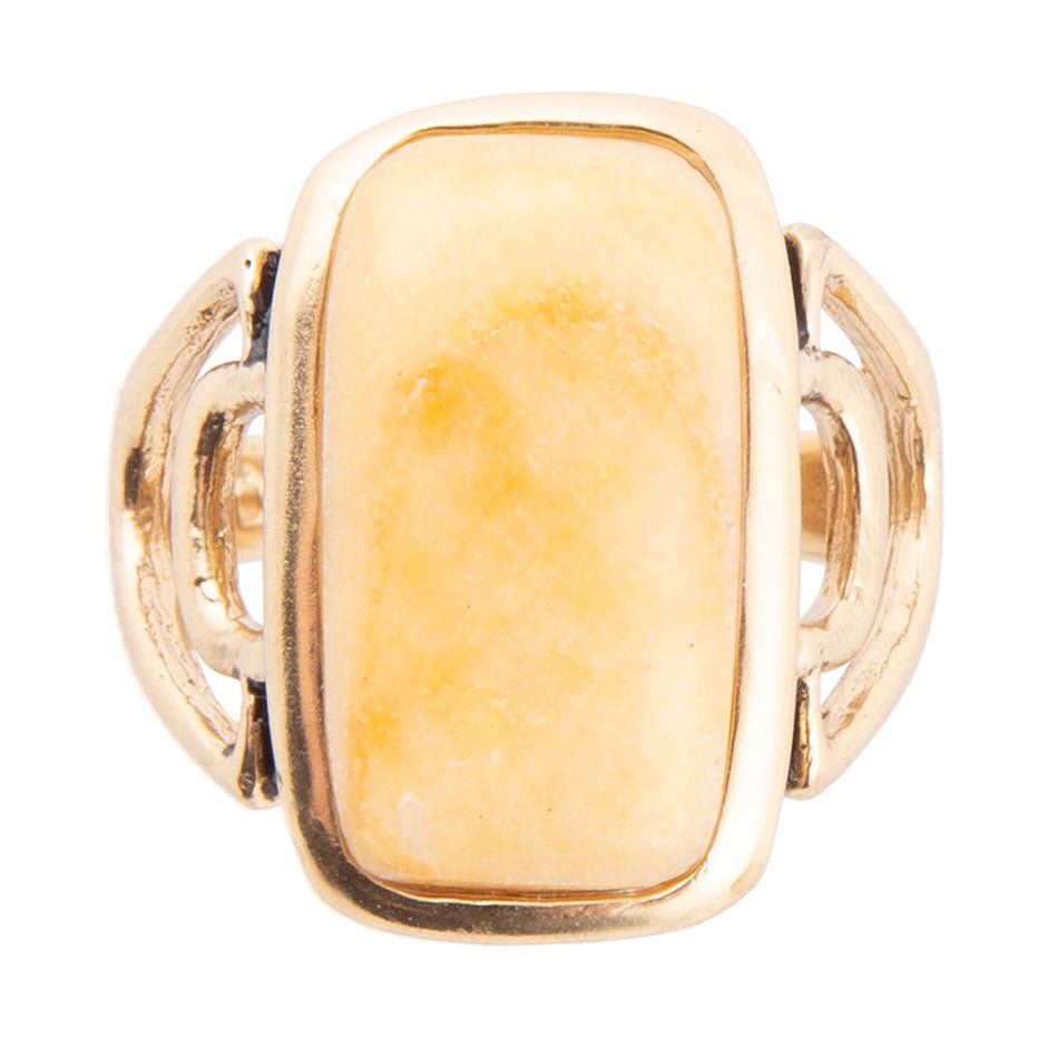 Luster Yellow Agate Golden Statement Ring | Rings | Wiccan Center
