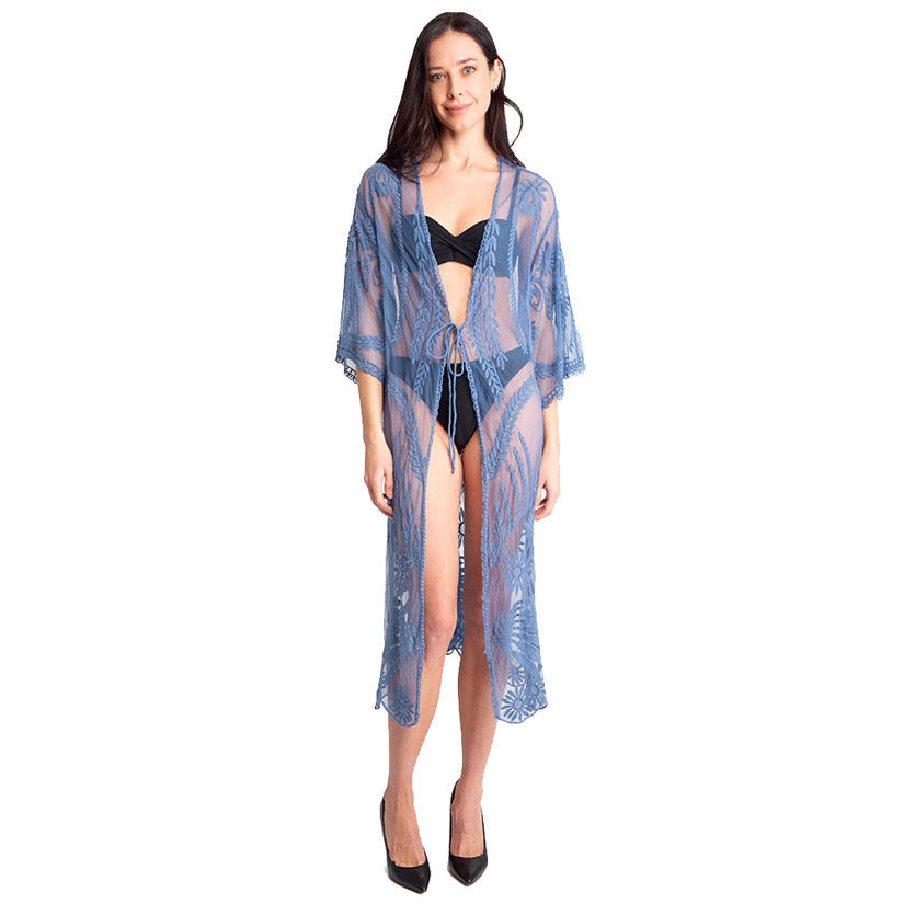 Lux Lace Tie Knot Closure Cover up Kimono Poncho | Kimonos | Wiccan Center