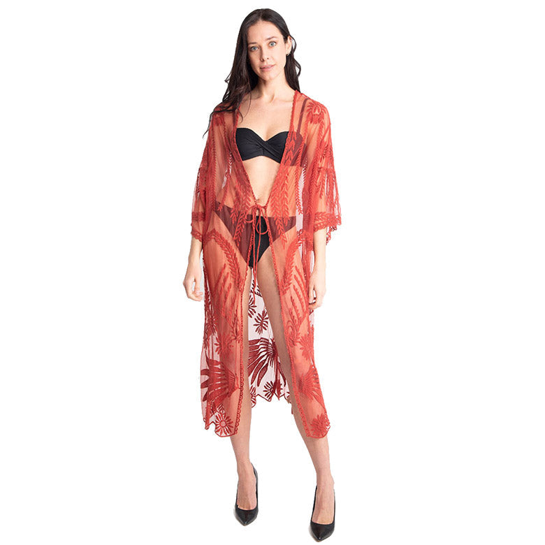 Lux Lace Tie Knot Closure Cover up Kimono Poncho | Kimonos | Wiccan Center