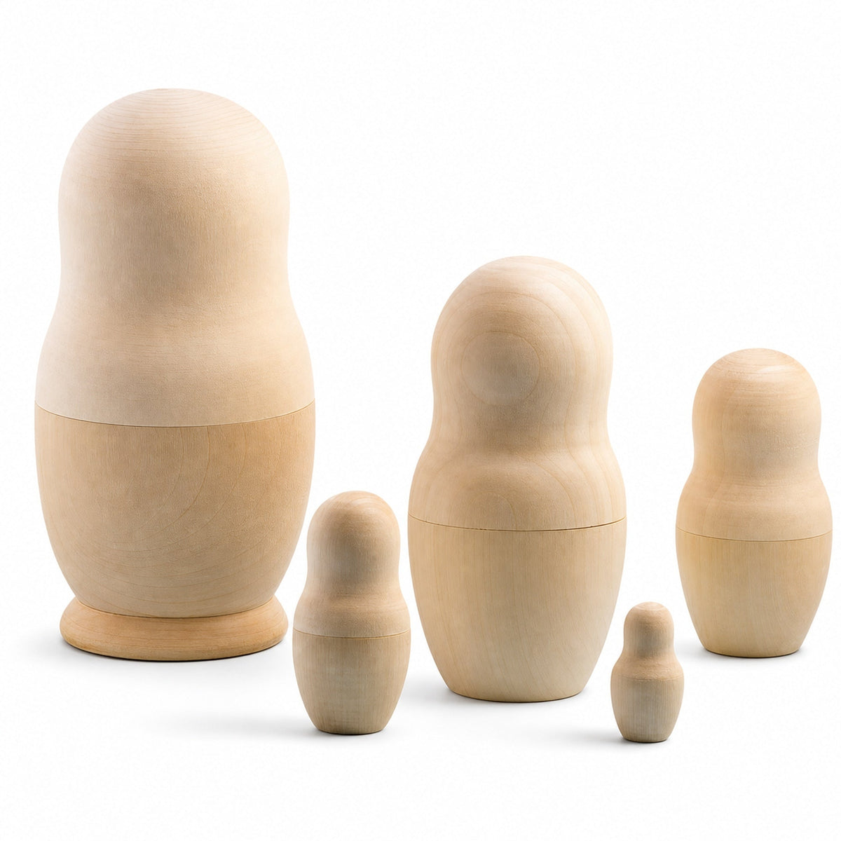 Set of 5 Unfinished Wooden Nesting Dolls DIY Craft Blanks for Painting 5.75 Inches | Nesting Dolls > Unfinished | Wiccan Center