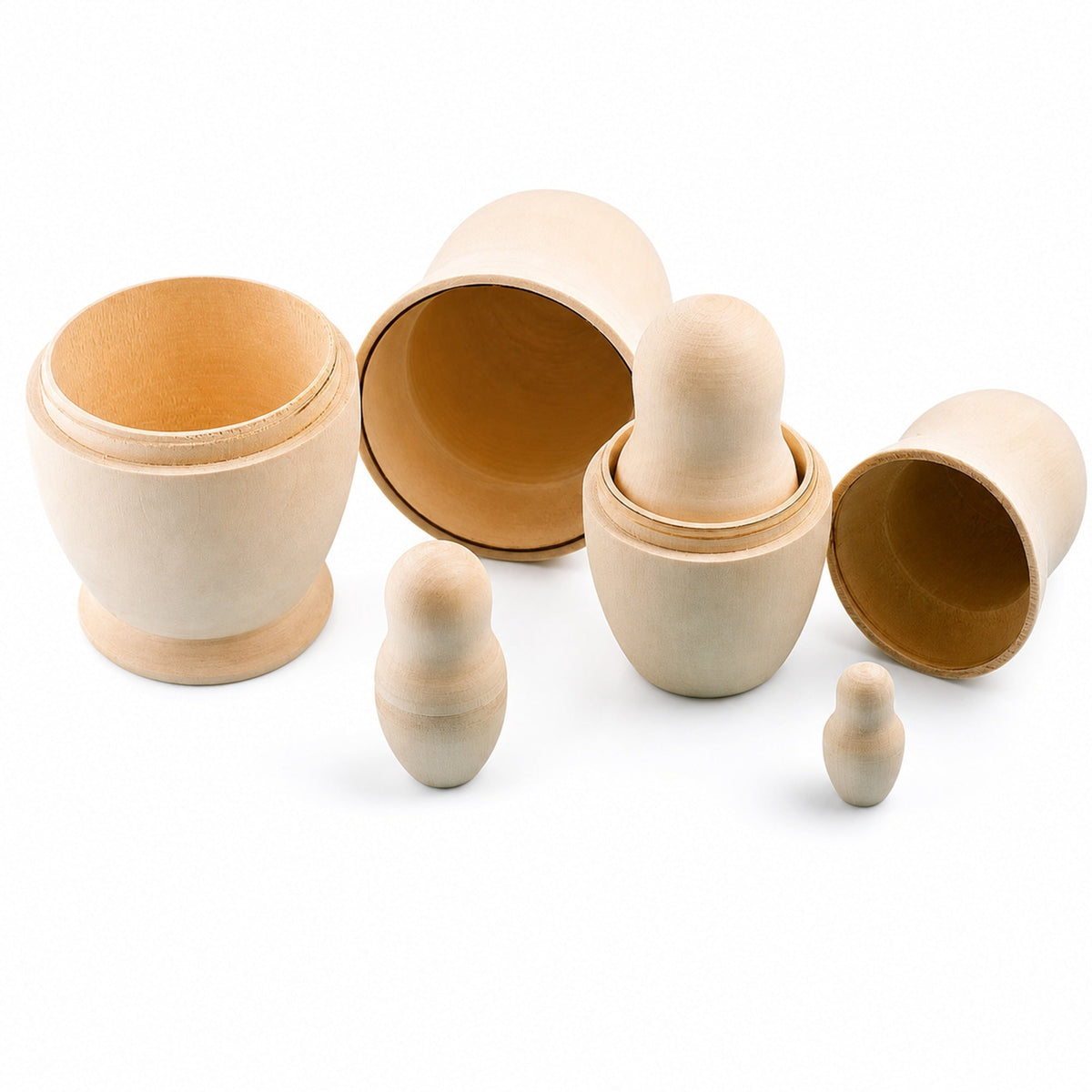 Set of 5 Unfinished Wooden Nesting Dolls DIY Craft Blanks for Painting 5.75 Inches | Nesting Dolls > Unfinished | Wiccan Center