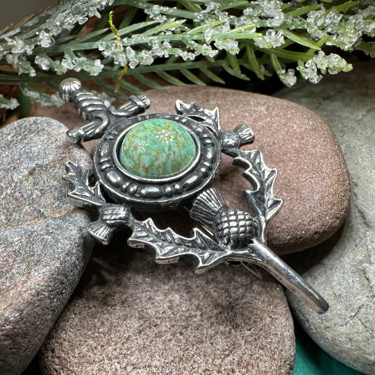 Scottish Thistle Sword Kilt Pin - Handmade in Scotland | Brooch | Wiccan Center