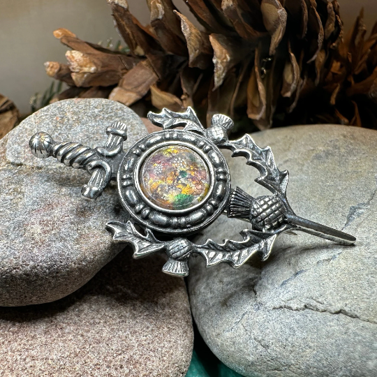 Scottish Thistle Sword Kilt Pin - Handmade in Scotland