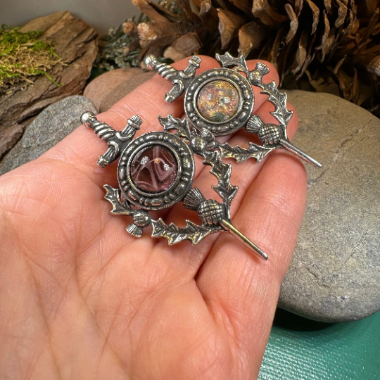 Scottish Thistle Sword Kilt Pin - Handmade in Scotland