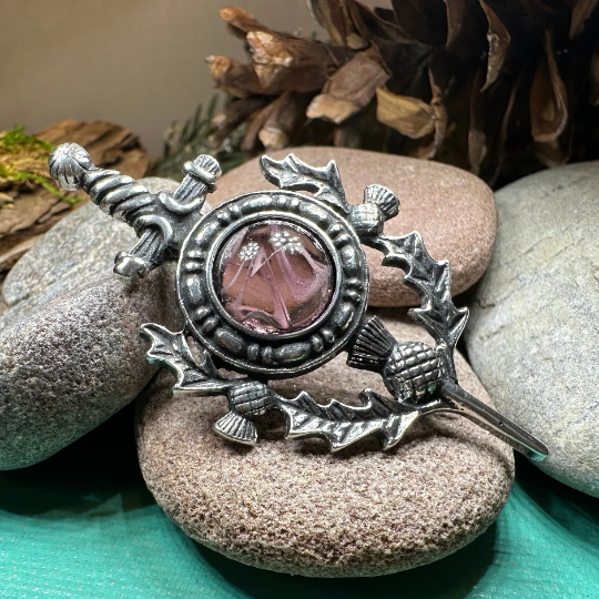 Scottish Thistle Sword Kilt Pin - Handmade in Scotland
