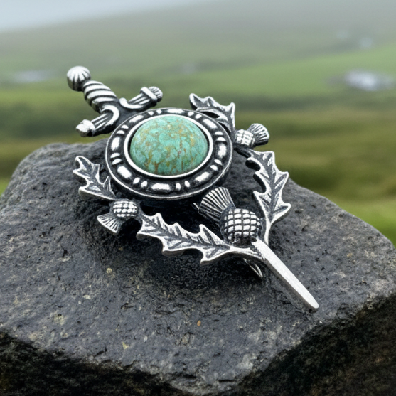 Scottish Thistle Sword Kilt Pin - Handmade in Scotland