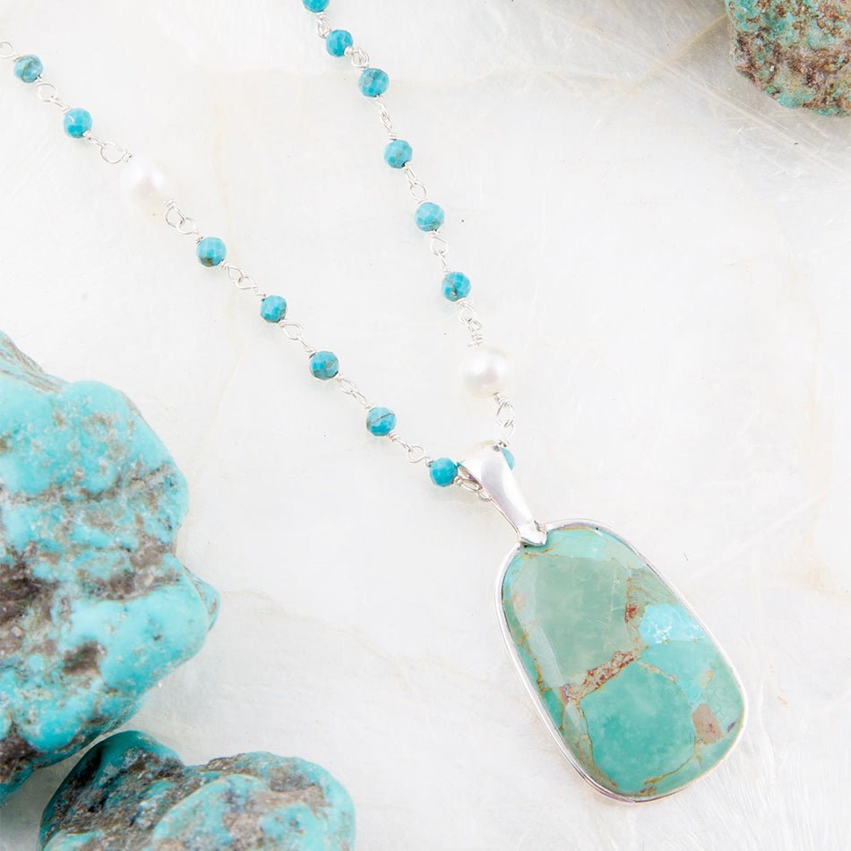 Madeleine Blue Turquoise and Sterling Silver Drop Pendant Necklace | Necklaces | Wiccan Center
