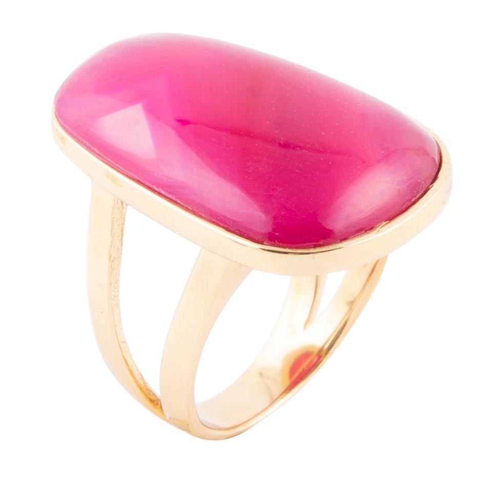 Madeleine Pink Agate Golden Ring | Rings | Wiccan Center