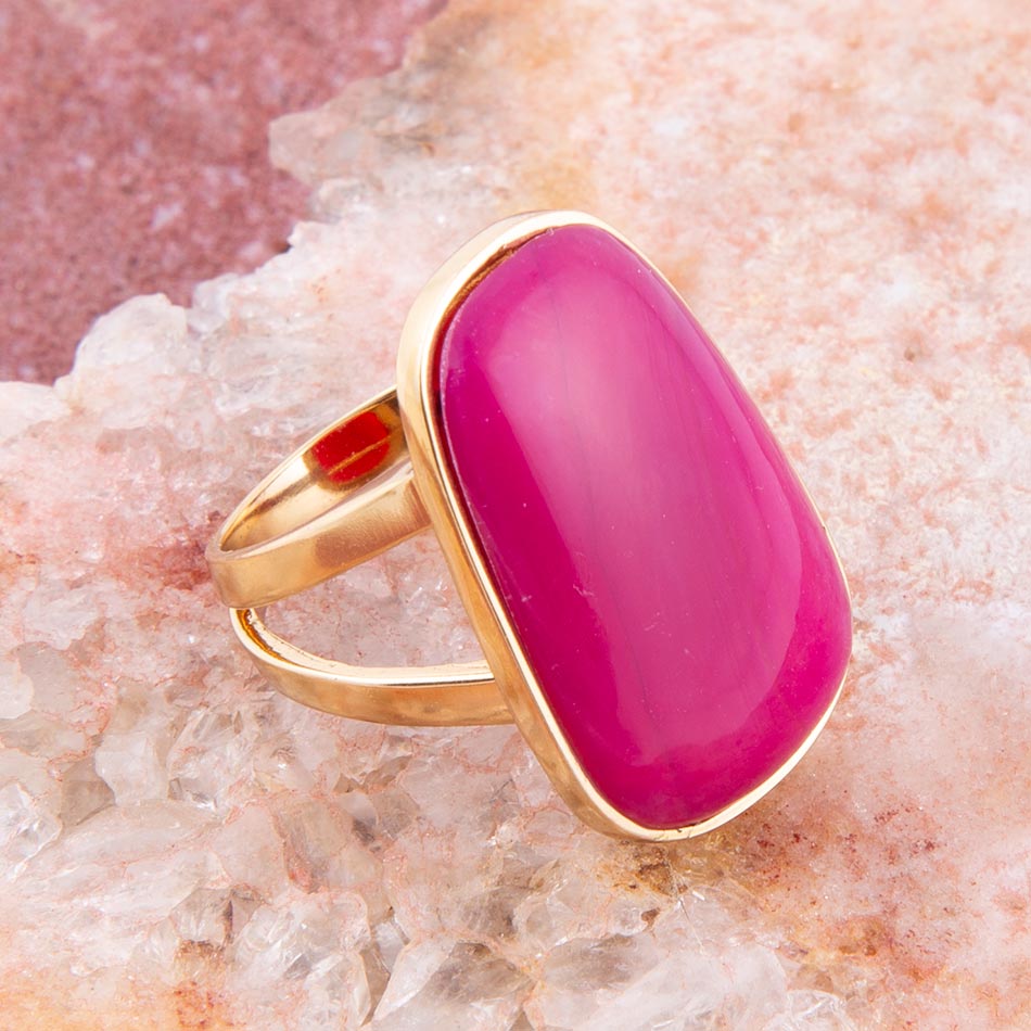 Madeleine Pink Agate Golden Ring | Rings | Wiccan Center