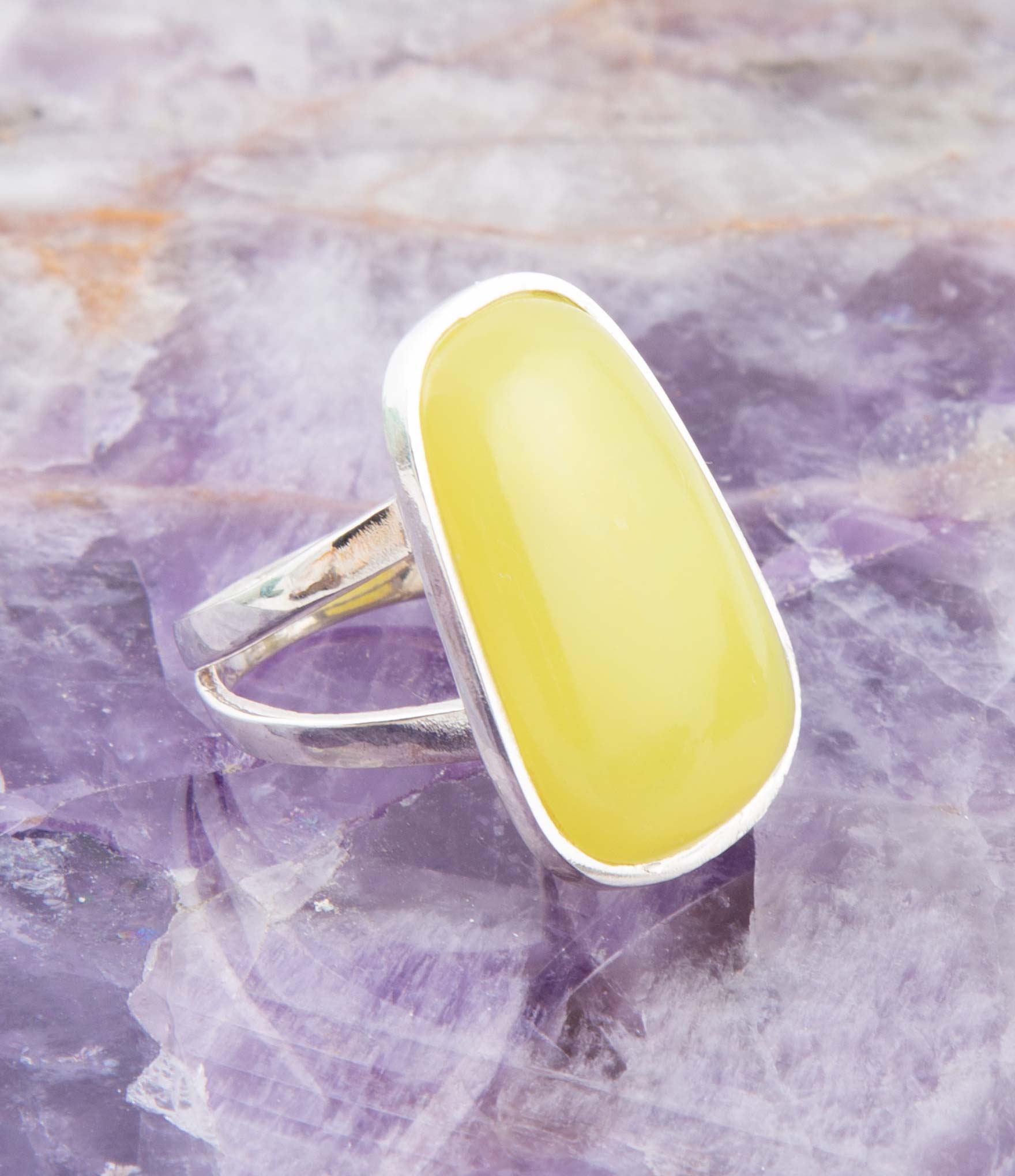 Madeleine Yellow Jade and Sterling Silver Ring | Rings | Wiccan Center