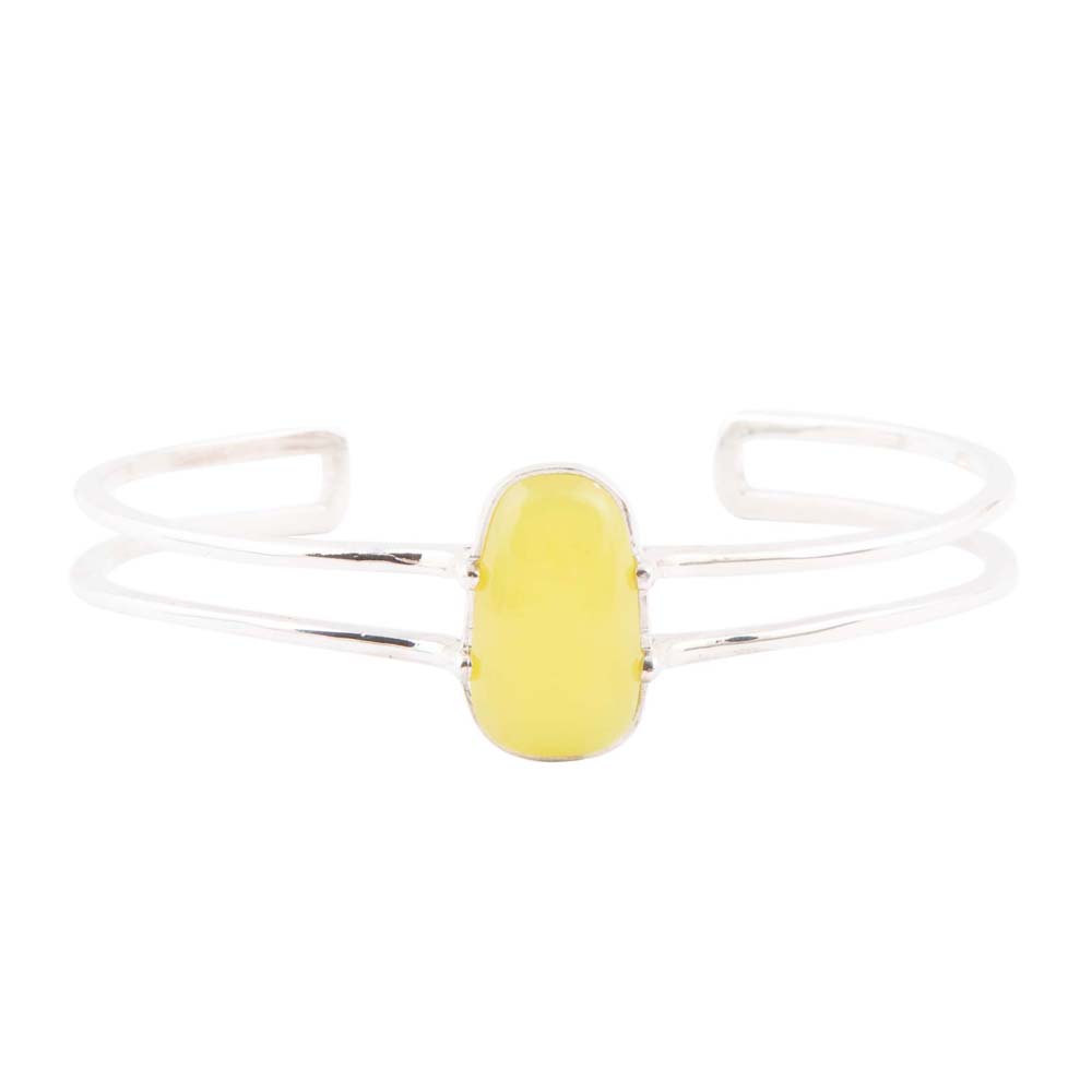 Madeleine Yellow Jade Sterling Silver Cuff Bracelet | Bracelets | Wiccan Center