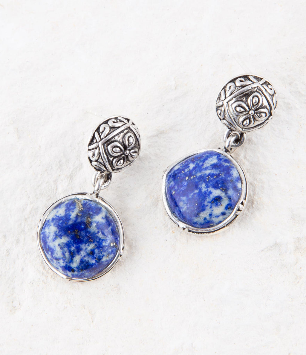 Madrid Blue Lapis Sterling Silver Post Drop Earrings | Earrings | Wiccan Center