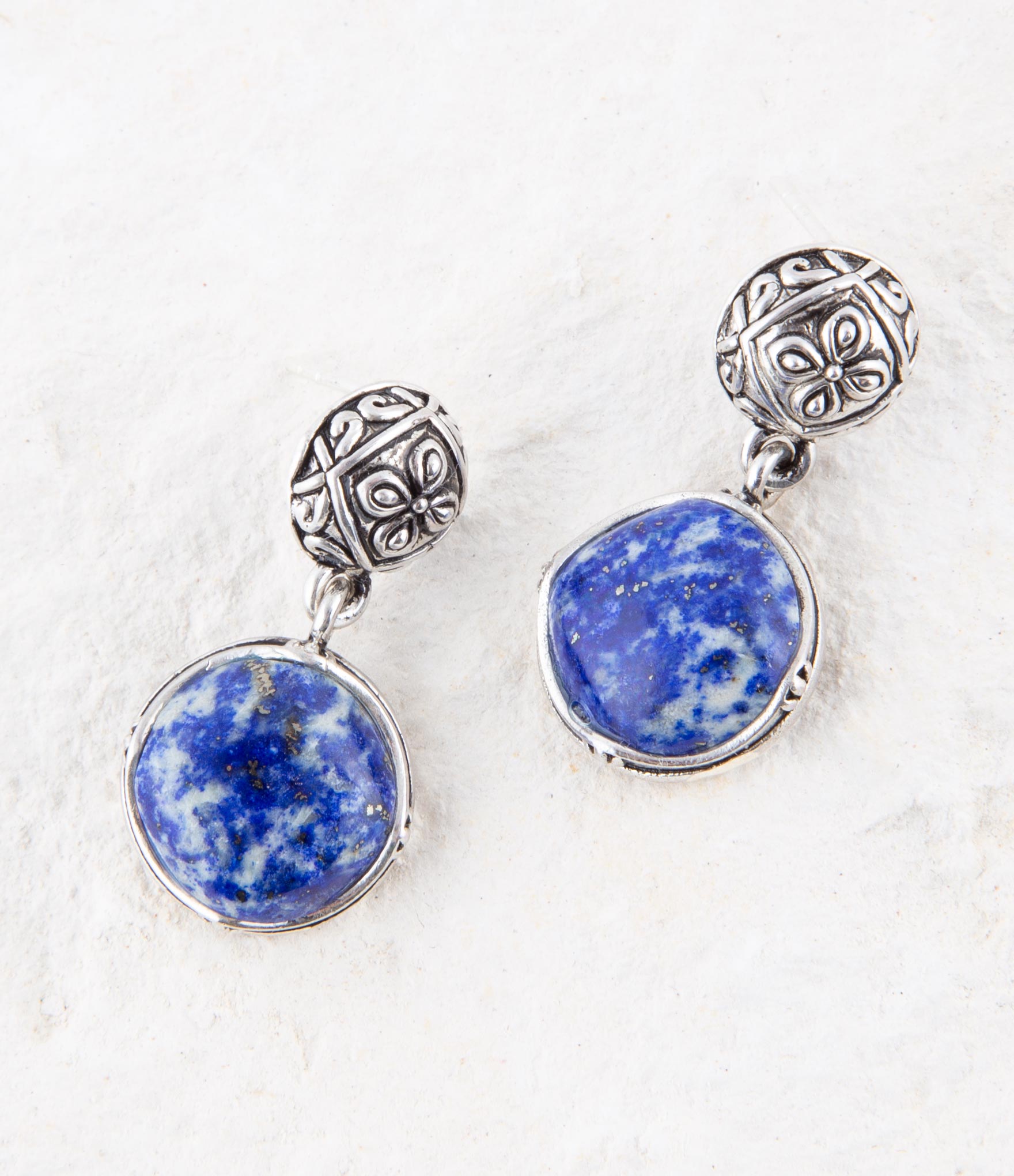 Madrid Blue Lapis Sterling Silver Post Drop Earrings | Earrings | Wiccan Center
