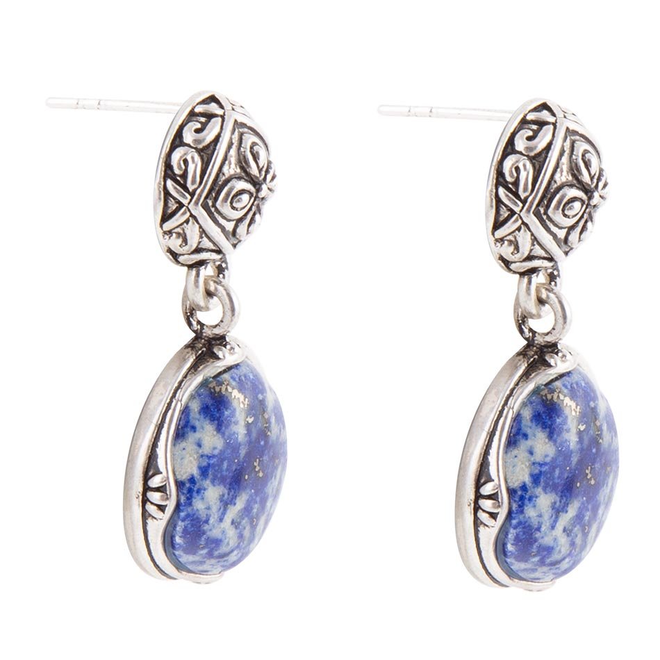 Madrid Blue Lapis Sterling Silver Post Drop Earrings | Earrings | Wiccan Center