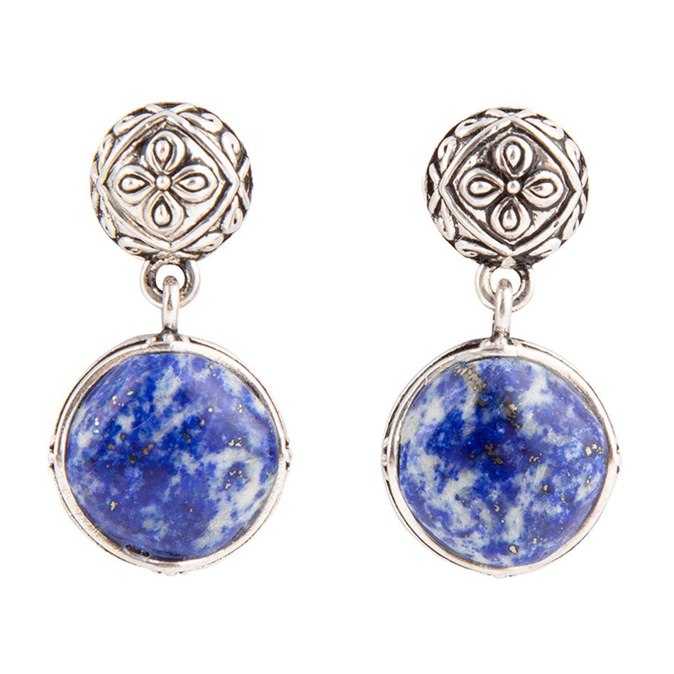Madrid Blue Lapis Sterling Silver Post Drop Earrings | Earrings | Wiccan Center