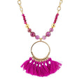 Pink Magenta Dreams Agate Tassel Golden Necklace | Necklaces | Wiccan Center
