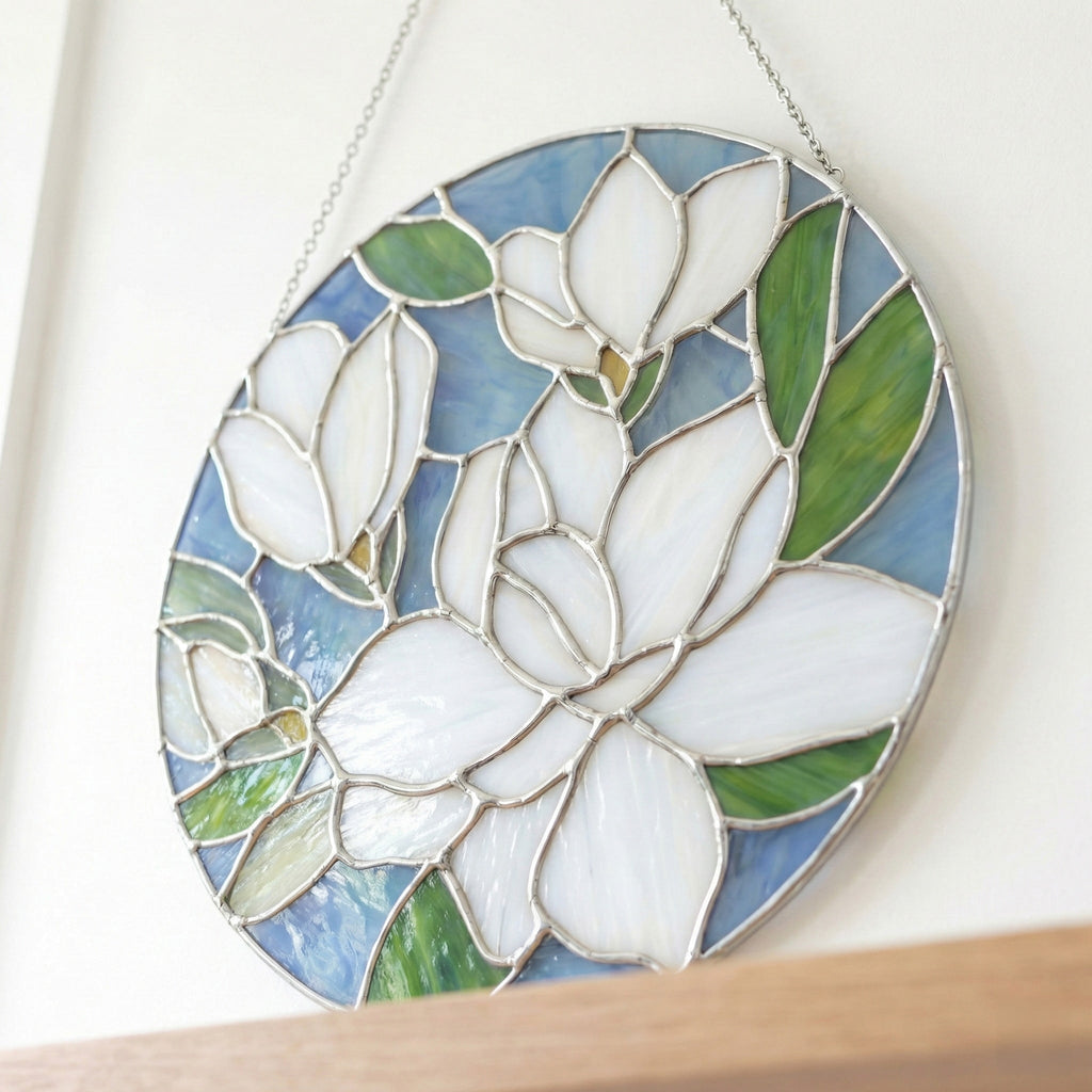 Magnolia Round Stained Glass Pattern | Crafting Patterns & Molds | Wiccan Center