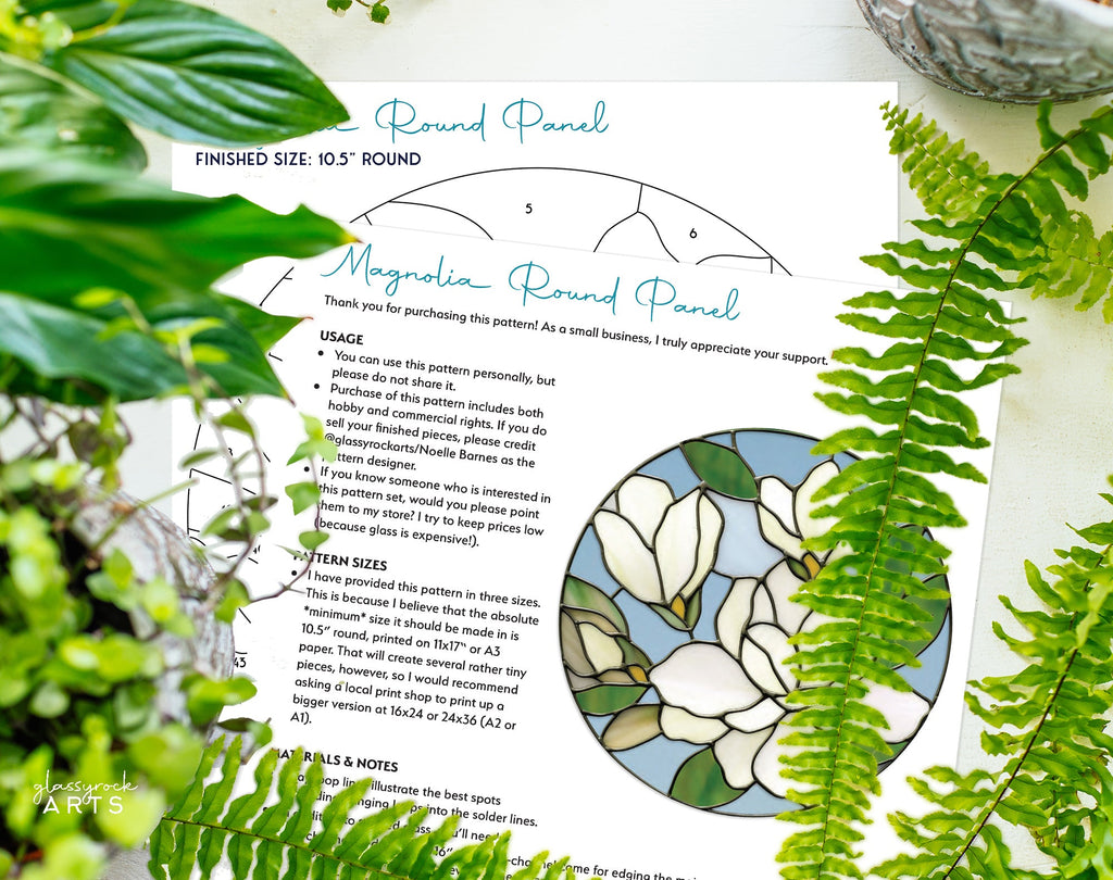 Magnolia Round Stained Glass Pattern | Crafting Patterns & Molds | Wiccan Center