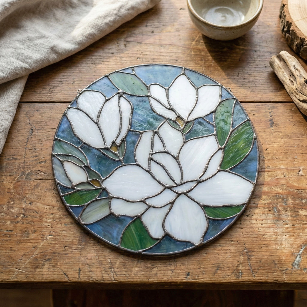Magnolia Round Stained Glass Pattern | Crafting Patterns & Molds | Wiccan Center