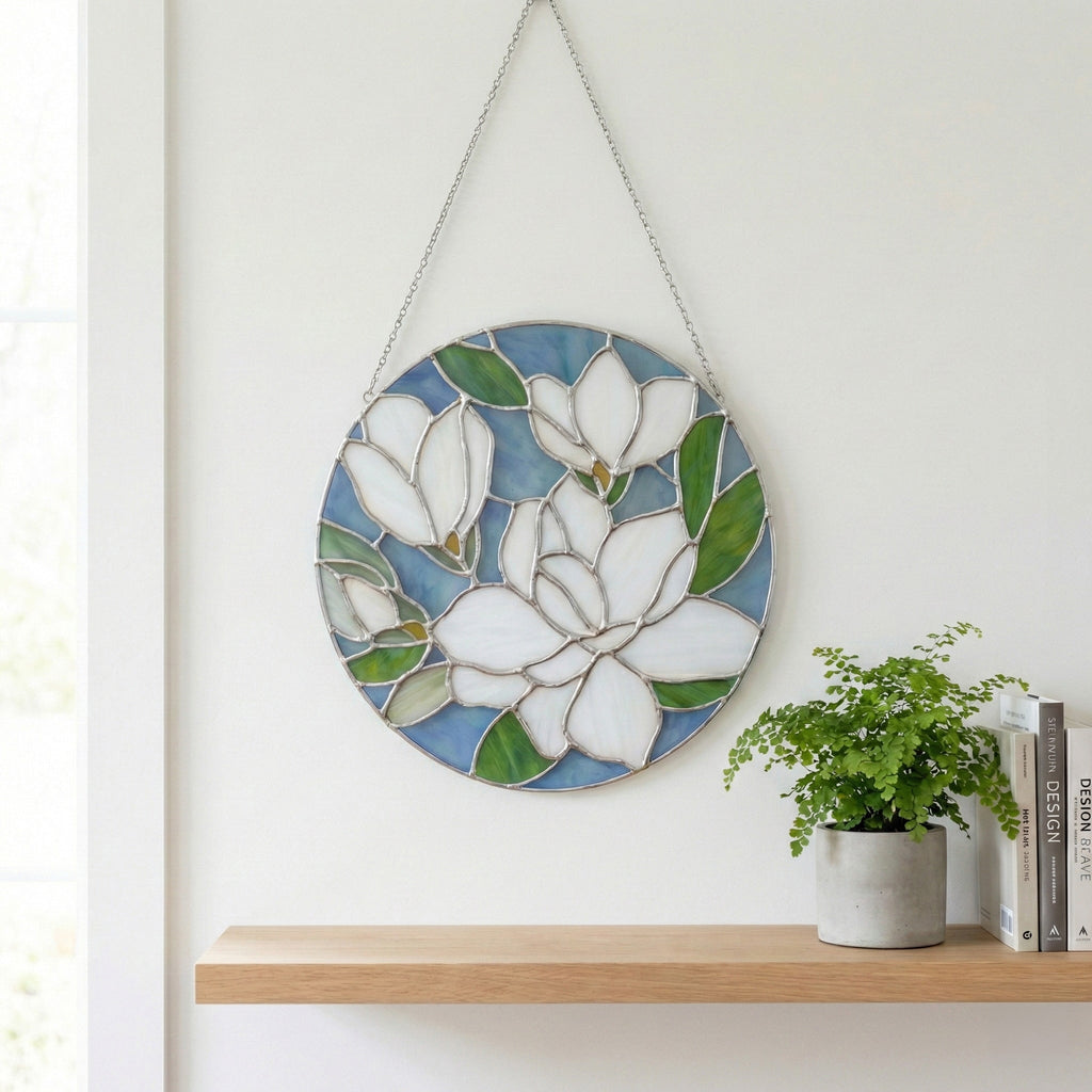 Magnolia Round Stained Glass Pattern | Crafting Patterns & Molds | Wiccan Center