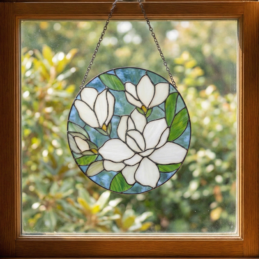 Magnolia Round Stained Glass Pattern | Crafting Patterns & Molds | Wiccan Center