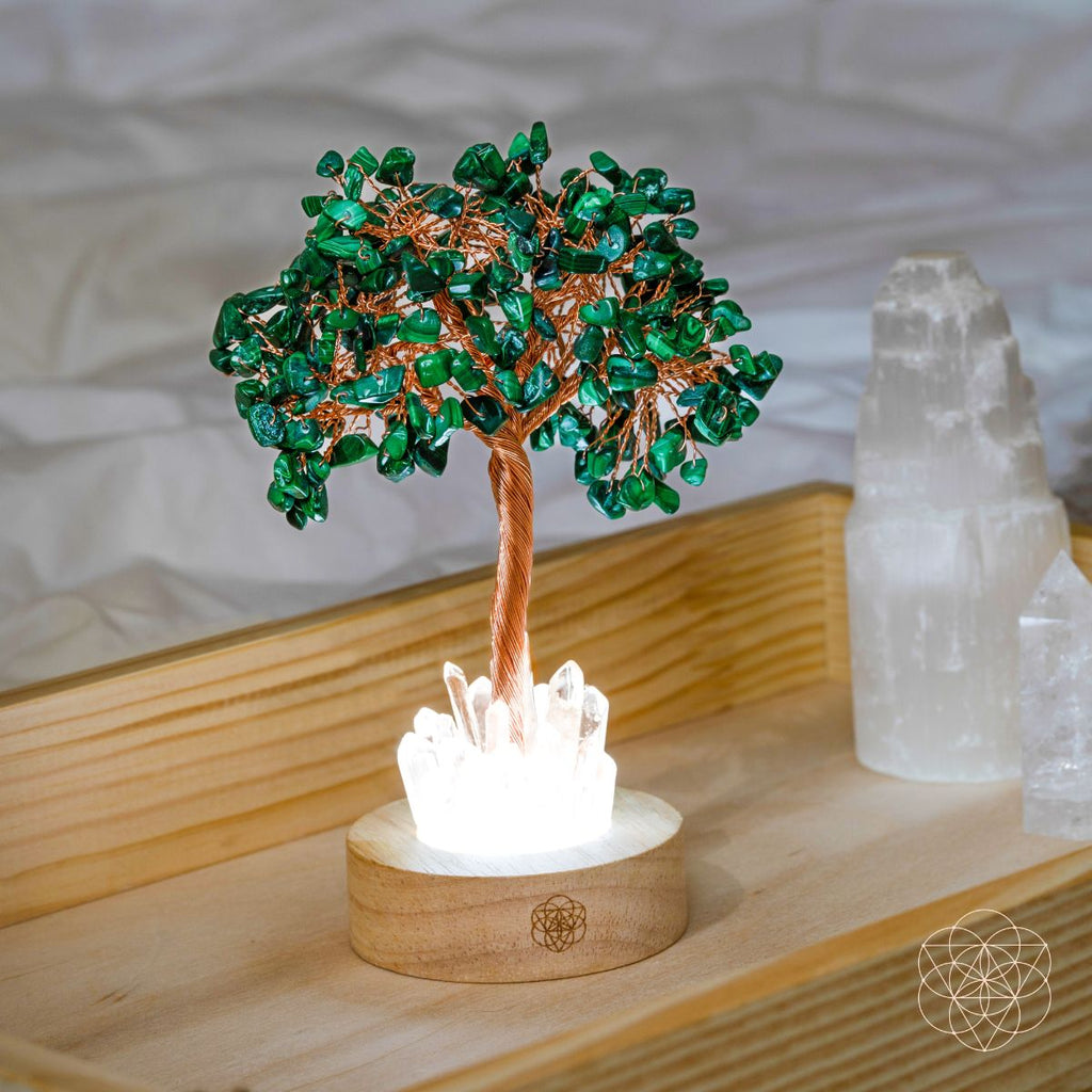 Malachite Anxiety Tree Lamp | Night Light | Wiccan Center