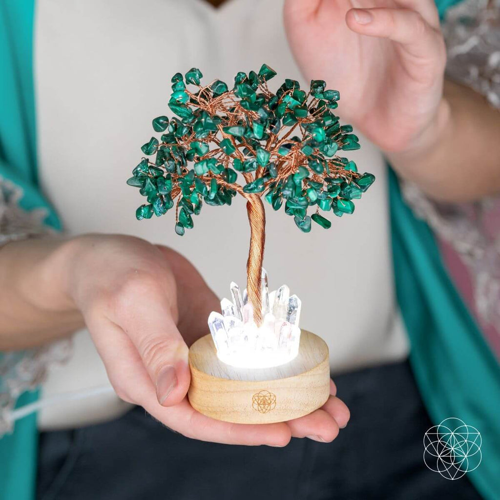 Malachite Anxiety Tree Lamp | Night Light | Wiccan Center