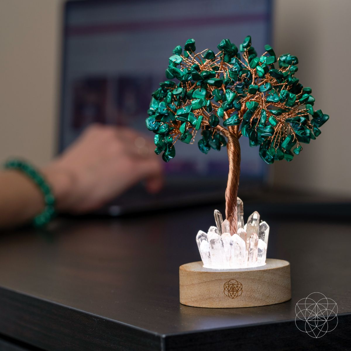Malachite Anxiety Tree Lamp | Night Light | Wiccan Center