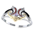Celtic Triquetra Sterling Silver Bangle With 14K Gold Accent And Gemstone MBA049
