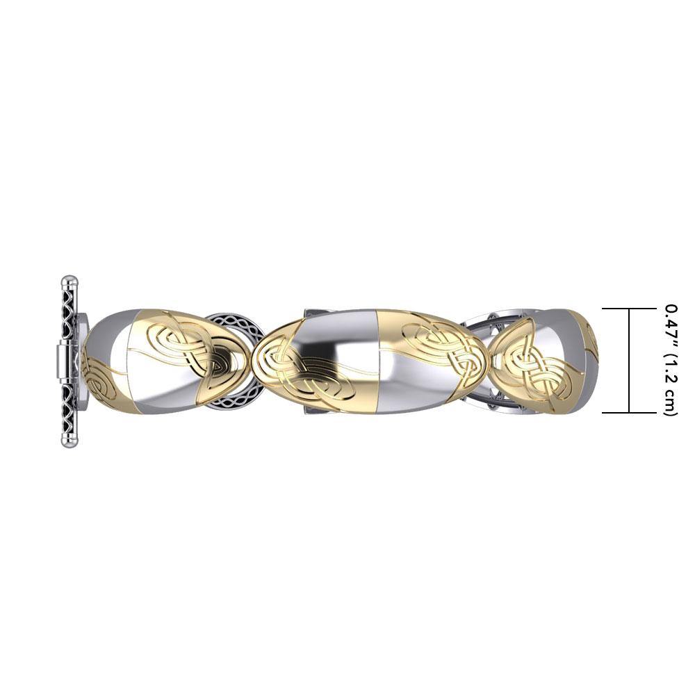 Danu Celtic Sterling Silver And Gold Bracelet MBL113 With Celtic Knotwork And Swivel Design