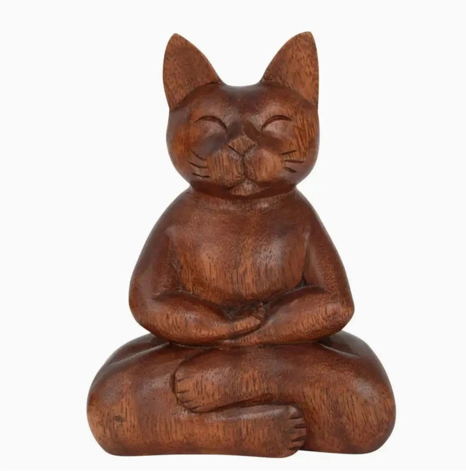 Meditating Wooden Cat | Statues and Figurines | Wiccan Center