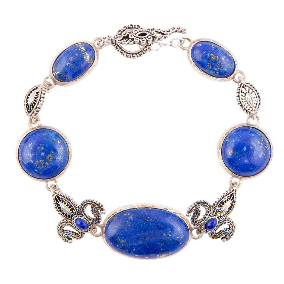 Mehndi Blue Lapis and Sterling Silver Link Bracelet | Bracelets | Wiccan Center