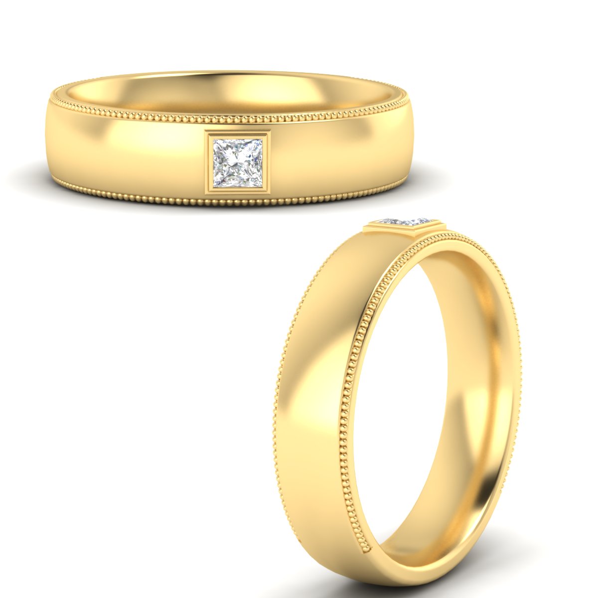Princess Cut Mens Comfort Fit Promise Ring