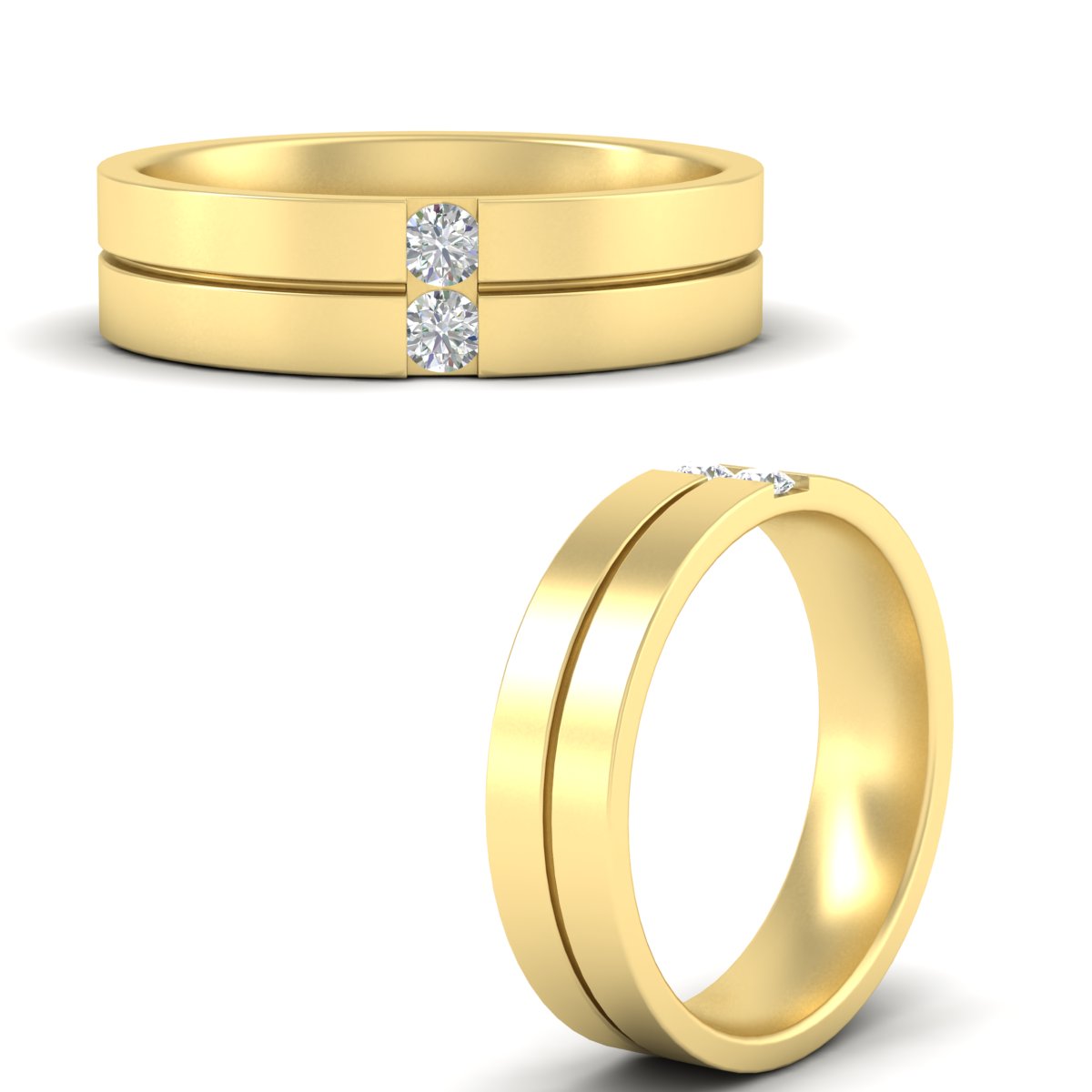 Mens 2 Stone Band